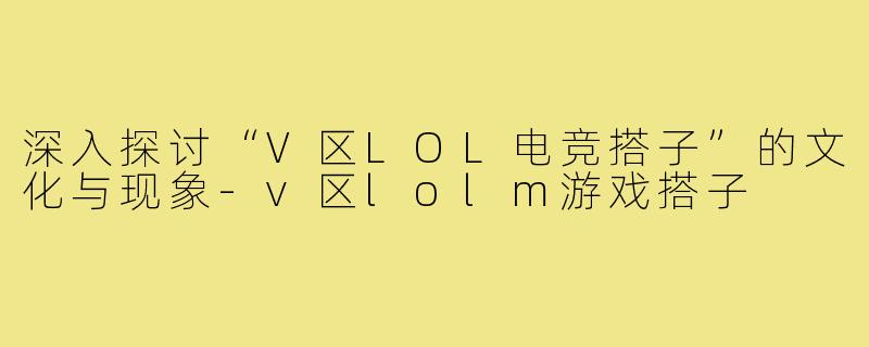 深入探讨“V区LOL电竞搭子”的文化与现象-v区lolm游戏搭子