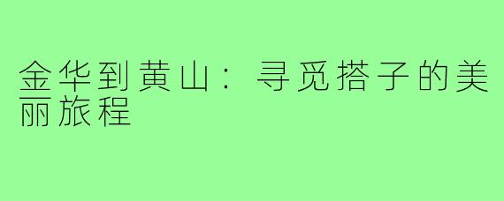 金华到黄山:寻觅搭子的美丽旅程