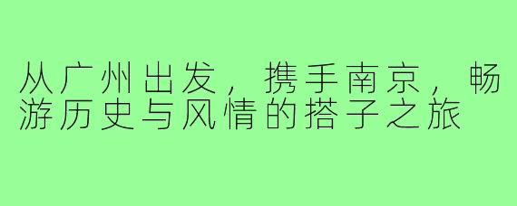 从广州出发,携手南京,畅游历史与风情的搭子之旅