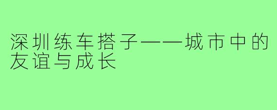 深圳练车搭子——城市中的友谊与成长