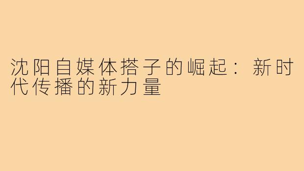 沈阳自媒体搭子的崛起:新时代传播的新力量