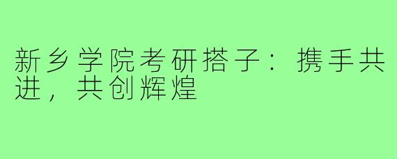 新乡学院考研搭子:携手共进,共创辉煌