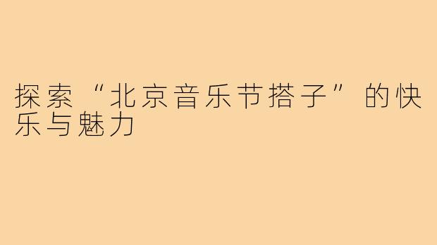 探索“北京音乐节搭子”的快乐与魅力