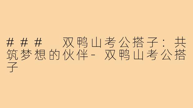### 双鸭山考公搭子:共筑梦想的伙伴-双鸭山考公搭子