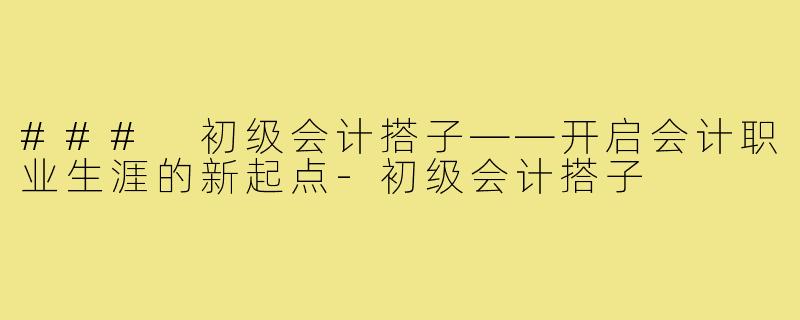 ### 初级会计搭子——开启会计职业生涯的新起点-初级会计搭子