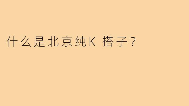什么是北京纯K搭子?