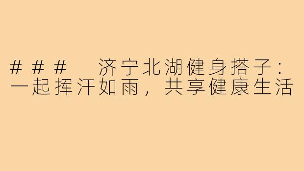 ### 济宁北湖健身搭子:一起挥汗如雨,共享健康生活