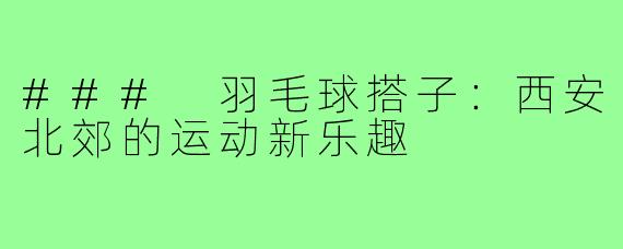 ### 羽毛球搭子:西安北郊的运动新乐趣