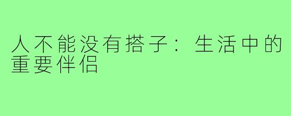 人不能没有搭子:生活中的重要伴侣