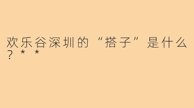 欢乐谷深圳的“搭子”是什么？**