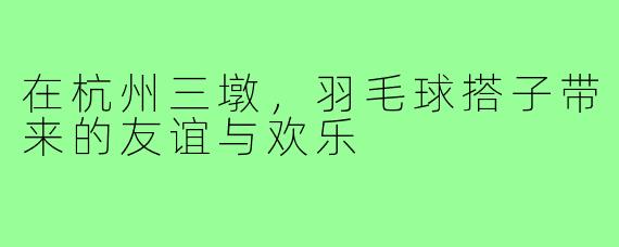 在杭州三墩,羽毛球搭子带来的友谊与欢乐