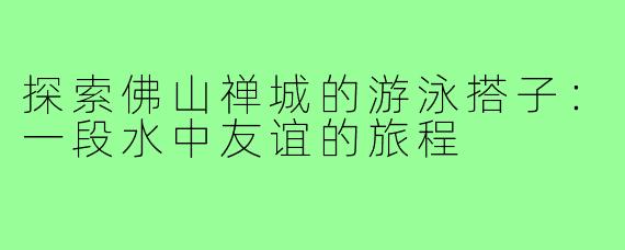 探索佛山禅城的游泳搭子：一段水中友谊的旅程
