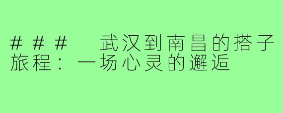 ### 武汉到南昌的搭子旅程:一场心灵的邂逅