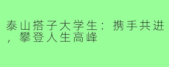 泰山搭子大学生：携手共进，攀登人生高峰