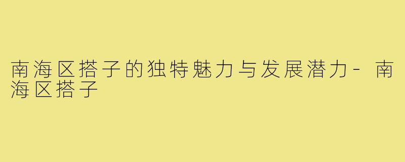 南海区搭子的独特魅力与发展潜力-南海区搭子