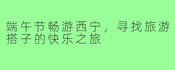 端午节畅游西宁,寻找旅游搭子的快乐之旅