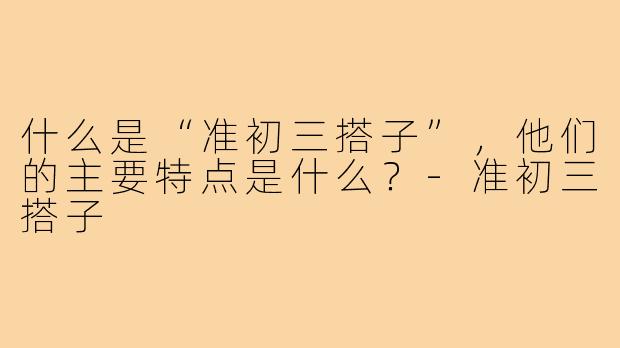什么是“准初三搭子”，他们的主要特点是什么？