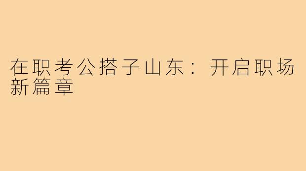 在职考公搭子山东:开启职场新篇章