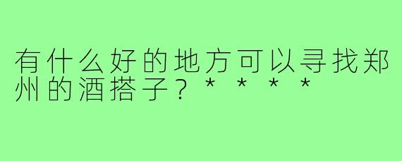 有什么好的地方可以寻找郑州的酒搭子？****