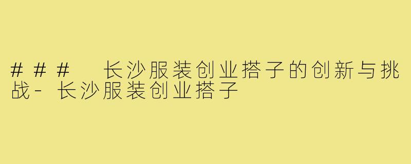 ### 长沙服装创业搭子的创新与挑战