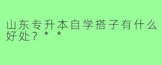山东专升本自学搭子有什么好处?**
