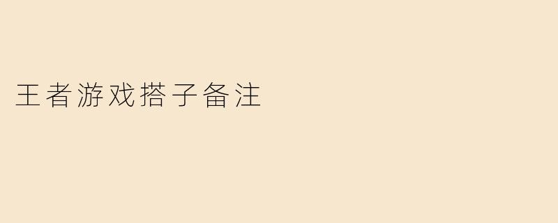 王者游戏搭子备注