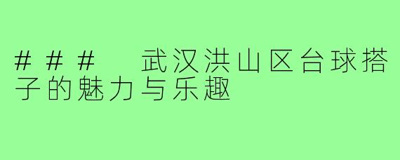 ### 武汉洪山区台球搭子的魅力与乐趣