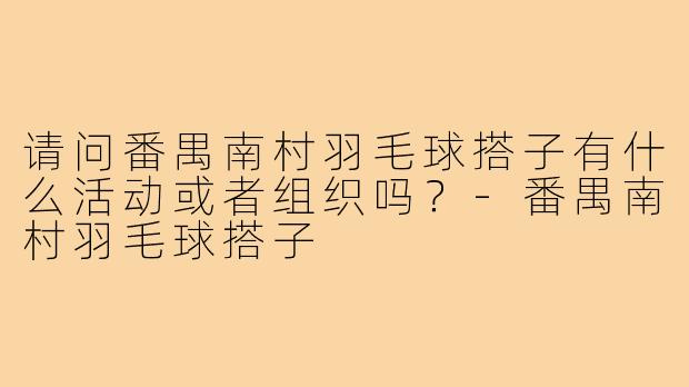 请问番禺南村羽毛球搭子有什么活动或者组织吗?-番禺南村羽毛球搭子