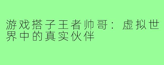 游戏搭子王者帅哥:虚拟世界中的真实伙伴