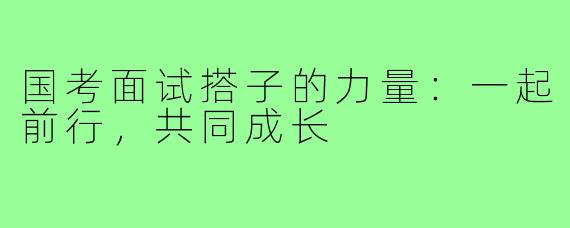 国考面试搭子的力量:一起前行,共同成长