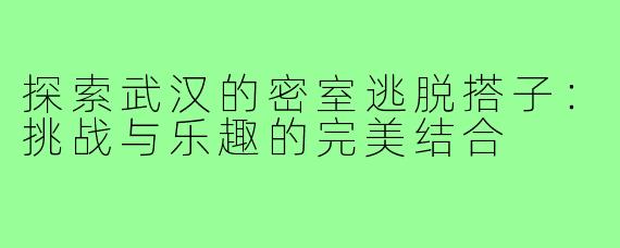 探索武汉的密室逃脱搭子:挑战与乐趣的完美结合