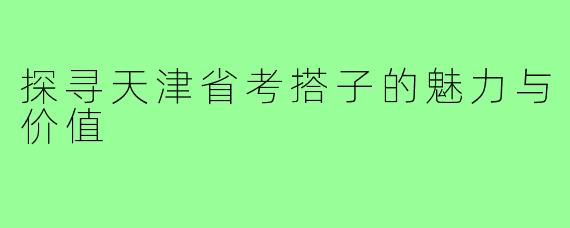 探寻天津省考搭子的魅力与价值