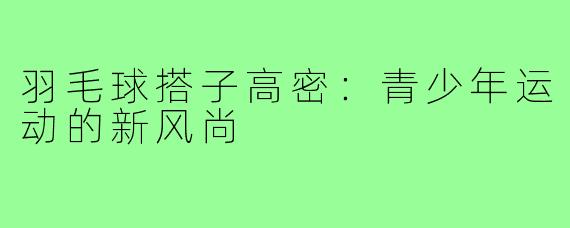 羽毛球搭子高密：青少年运动的新风尚
