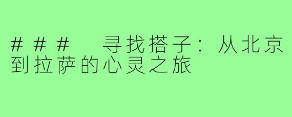 ### 寻找搭子：从北京到拉萨的心灵之旅