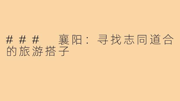### 襄阳:寻找志同道合的旅游搭子
