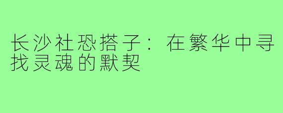 长沙社恐搭子:在繁华中寻找灵魂的默契