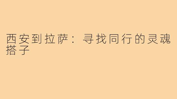 西安到拉萨:寻找同行的灵魂搭子