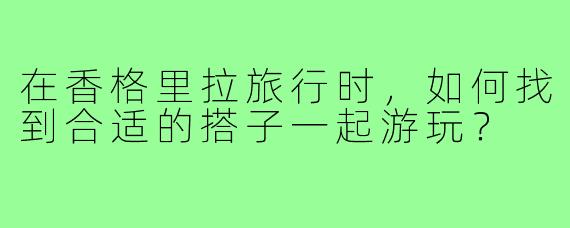 在香格里拉旅行时，如何找到合适的搭子一起游玩？