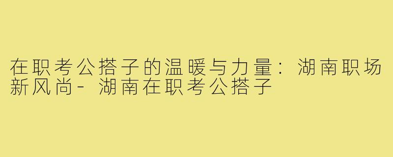 在职考公搭子的温暖与力量:湖南职场新风尚-湖南在职考公搭子