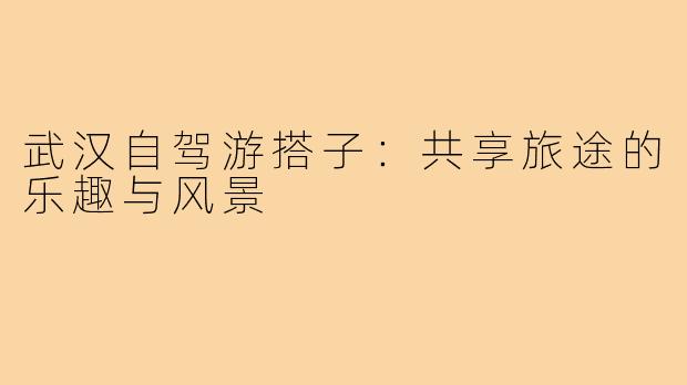 武汉自驾游搭子：共享旅途的乐趣与风景