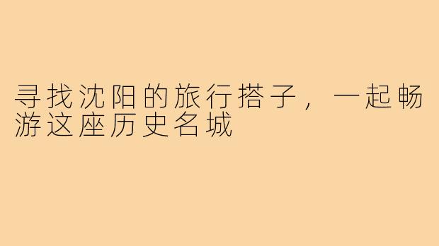 寻找沈阳的旅行搭子,一起畅游这座历史名城