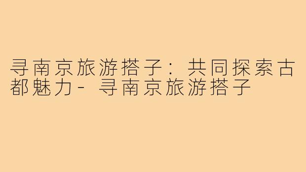 寻南京旅游搭子：共同探索古都魅力-寻南京旅游搭子