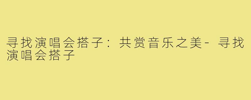 寻找演唱会搭子：共赏音乐之美-寻找演唱会搭子