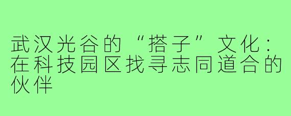 武汉光谷的“搭子”文化:在科技园区找寻志同道合的伙伴