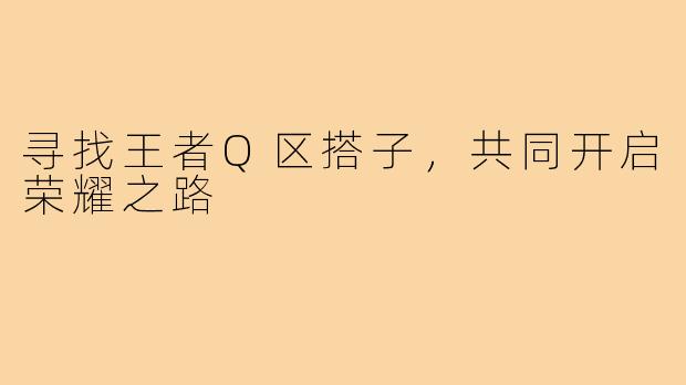 寻找王者Q区搭子，共同开启荣耀之路