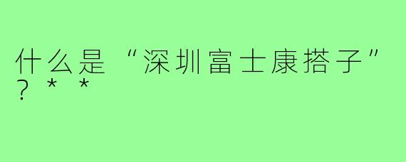 什么是“深圳富士康搭子”？**