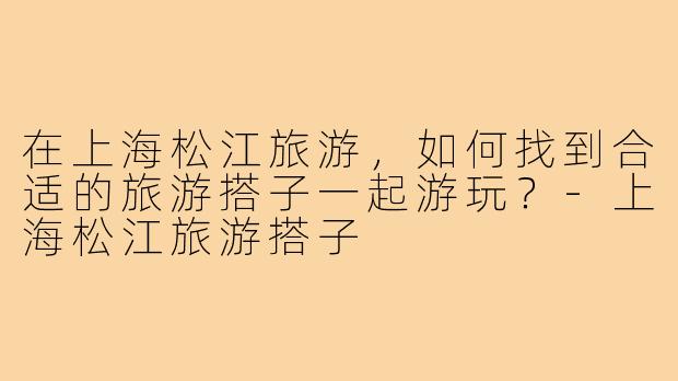 在上海松江旅游，如何找到合适的旅游搭子一起游玩？