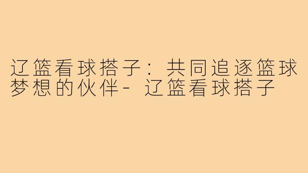 辽篮看球搭子:共同追逐篮球梦想的伙伴-辽篮看球搭子