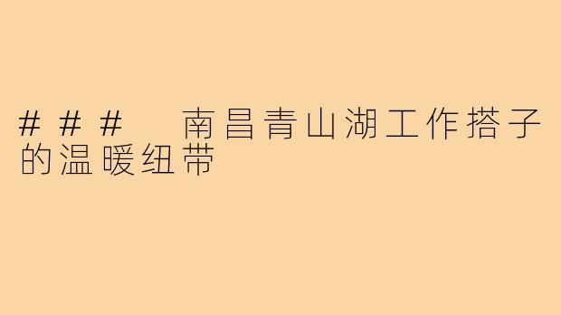 ### 南昌青山湖工作搭子的温暖纽带