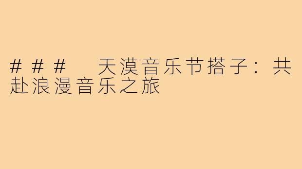 ### 天漠音乐节搭子:共赴浪漫音乐之旅